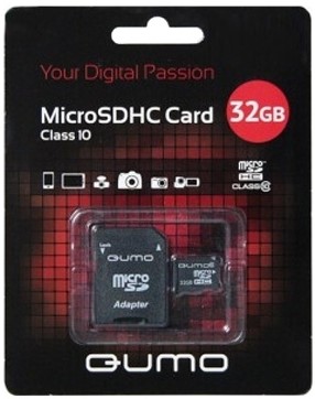 Карта памяти Qumo microSDHC 32GB Class 10 + ADP фото 1