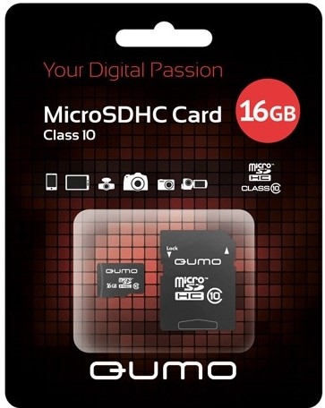 Карта памяти Qumo microSDHC 16GB Class 10 + ADP фото 1