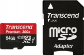Карта памяти Transcend microSDXC Premium 400X Class 10 UHS-I U1 (60/10MB/s) 64GB + ADP - фото