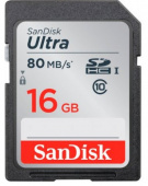 Карта памяти SanDisk Ultra SDHC 16Gb Class 10 UHS-I (80/10 MB/s) - фото