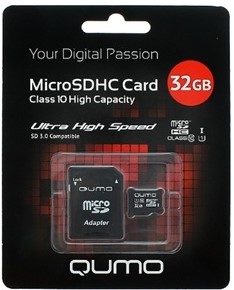 Карта памяти Qumo microSDHC 32GB Class 10 UHS-I U1 + ADP фото 1