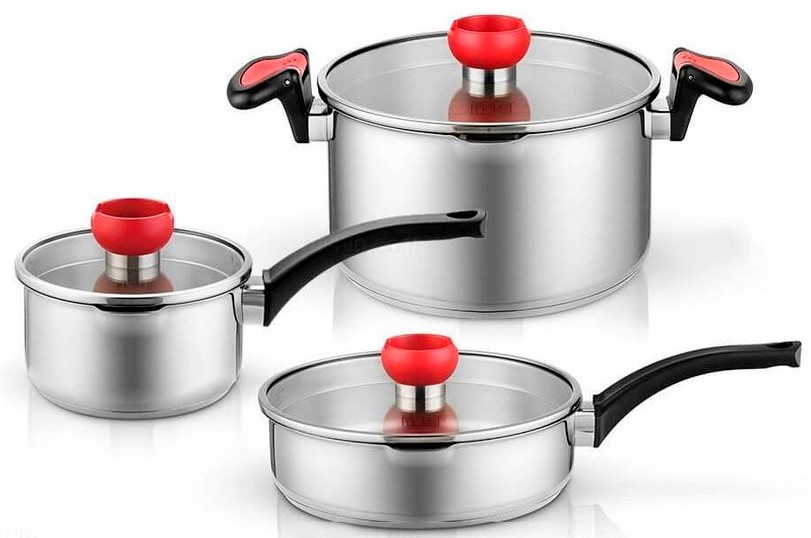Набор кастрюль Xiaomi Yi Wu Yi Shi Uncoated healthy stainless steel pot three sets (1,6л, 2,6л, 5,5л) фото 1